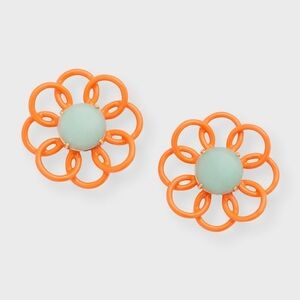 Lele Sadoughi Marigold Flower Button Earrings